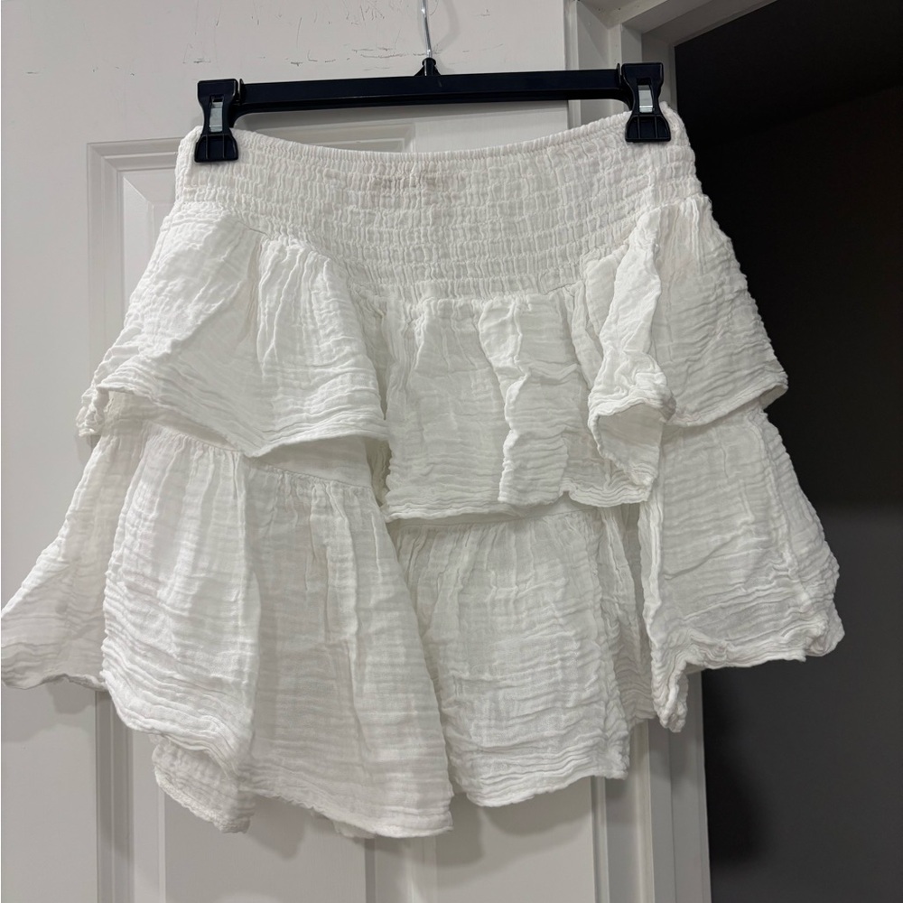 Sofia the Label White Gauze Ruffled Skirt
